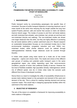 1 FRAMEWORK FOR METRO STATION AREA ACCESSIBILITY