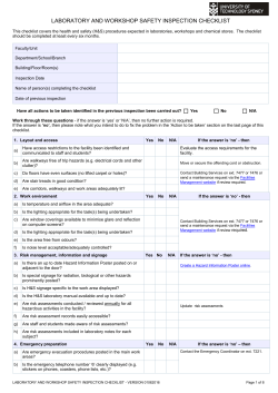 Laboratory and Workshop Safety Inspection Checklist