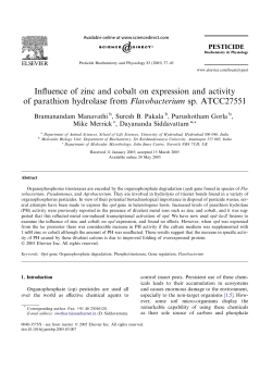 Influence of zinc and cobalt on expression and activity of parathion