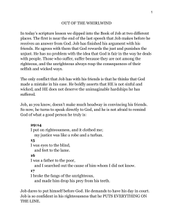 OUT OF THE WHIRLWIND In today`s scripture lesson we dipped into