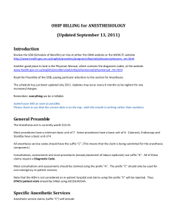 OHIP BILLING for ANESTHESIOLOGY (Updated September 13, 2011)