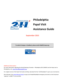 Philadelphia Papal Visit Assistance Guide