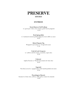 Menu - Preserve Kitchen