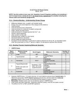 Chem 221 Exam #1 Study Outline