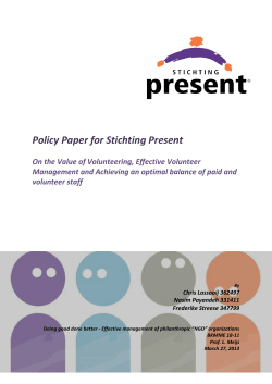 Policy Paper for Stichting Present On the Value of Volunteering