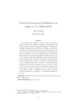Corporate Structure and Globalization: an Inspection of a Multinational