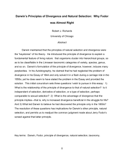 Darwin`s Principles of Divergence and Natural Selection: Why Fodor