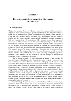 Chapter 3 Foeto-neonate development: a life course