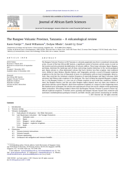 The Rungwe Volcanic Province, Tanzania &acirc;&euro;&ldquo; A volcanological review