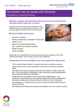 Oral Health Care for people with Dementia