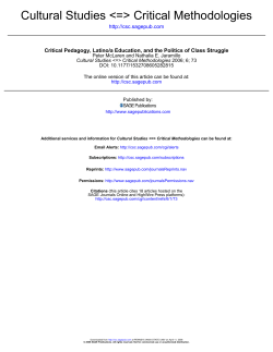 Cultural Studies  Critical Methodologies