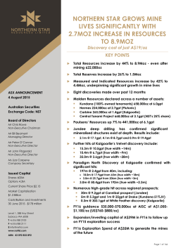 NORTHERN STAR GROWS MINE LIVES SIGNIFICANTLY WITH 2.7