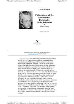Philosophy and the Spontaneous Philosophy of the Scientists