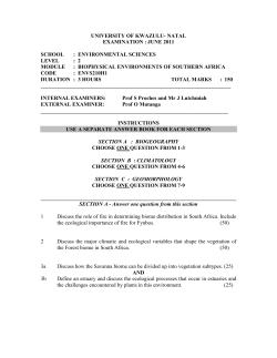 ENVS210 Biophysical Environments of southern Africa