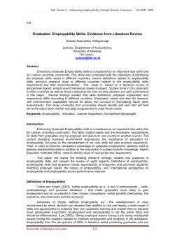 A-8 Graduates` Employability Skills: Evidence from Literature