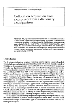 Collocation acquisition from a corpus or from a dictionary