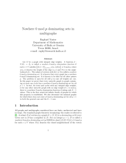 Nowhere 0 mod p dominating sets in multigraphs