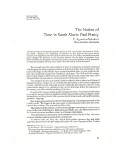 The Notion of Time in South Slavic Oral Poetry