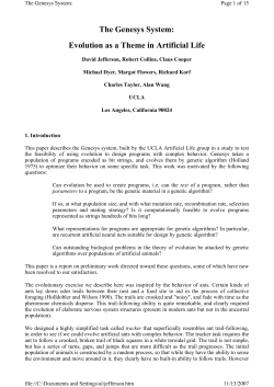 The Genesys System: Evolution as a Theme in Artificial Life