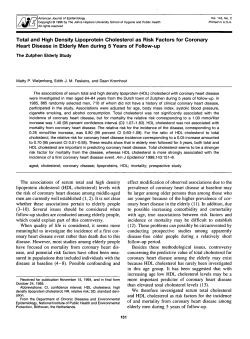 Total and High Density Lipoprotein Cholesterol as Risk Factors for