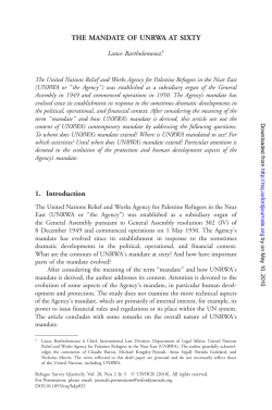 THE MANDATE OF UNRWA AT SIXTY 1. Introduction