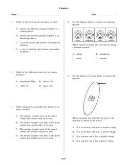 Chemistry Name: Date: 1. Which of the following best describes an