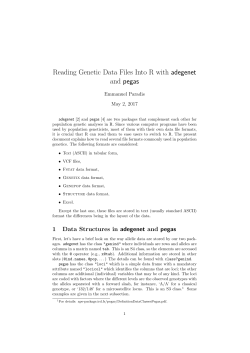 Reading Genetic Data Files Into R with adegenet and pegas