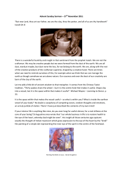 Advent Sunday Sermon &ndash; 27th November 2011 &ldquo;But now Lord, thou