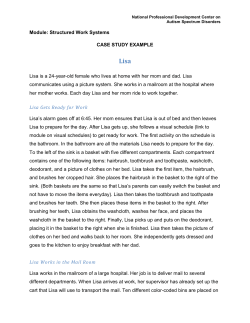 Module: Structured Work Systems CASE STUDY EXAMPLE Lisa is a