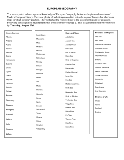 EUROPEAN GEOGRAPHY You are expected to have a