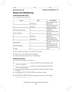 Rocks and Weathering
