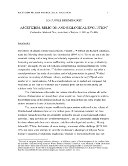 asceticism, religion and biological evolution
