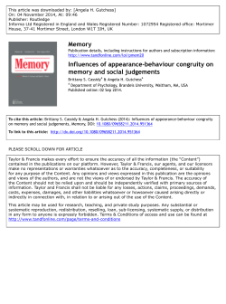 Influences of appearance-behaviour congruity on memory and