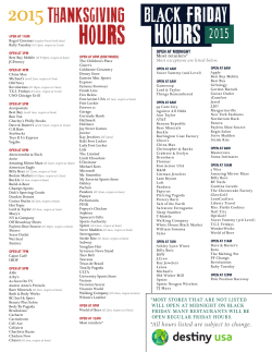 All hours listed are subject to change.