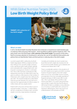 Low Birth Weight - World Health Organization