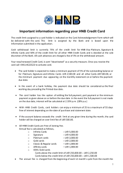Important Information on Credit Cards