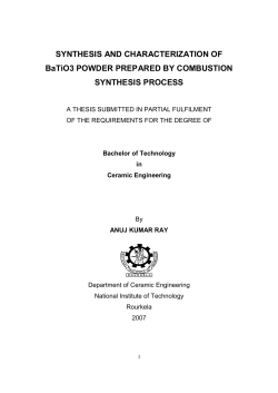 SYNTHESIS AND CHARACTERIZATION OF BaTiO3