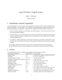 Ling 130 Notes: English syntax