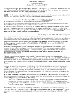 20th Week in OT Cycle C Weekday 2/Tuesday Ezekiel 28:1