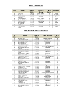 Merit List of Seleted Candidates