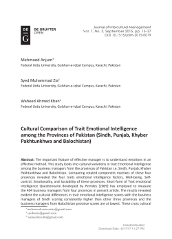 Cultural Comparison of Trait Emotional Intelligence among the