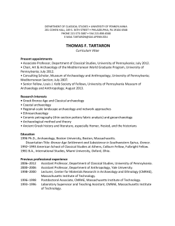 thomas f. tartaron - Department of Classical Studies