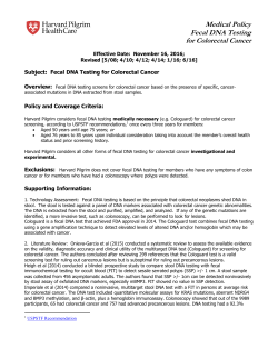 Medical Policy Fecal DNA Testing for Colorectal Cancer