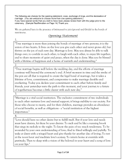 Opening Statement 1. "True marriage is more than