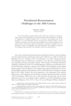 Presidential Renomination Challenges in the 20th Century