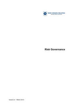Risk Governance * Same guideline applies to Banking, Insurance