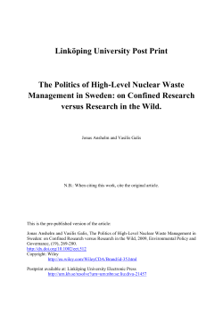 The Politics of High-Level Nuclear Waste Management in Sweden