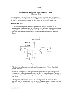 Measurement of Acceleration of a Freely Falling Object