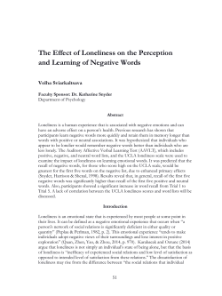 The Effect of Loneliness on the Perception and Learning of Negative