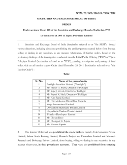 sebi vide its order dated 02/11/2012 revoked the directions issued